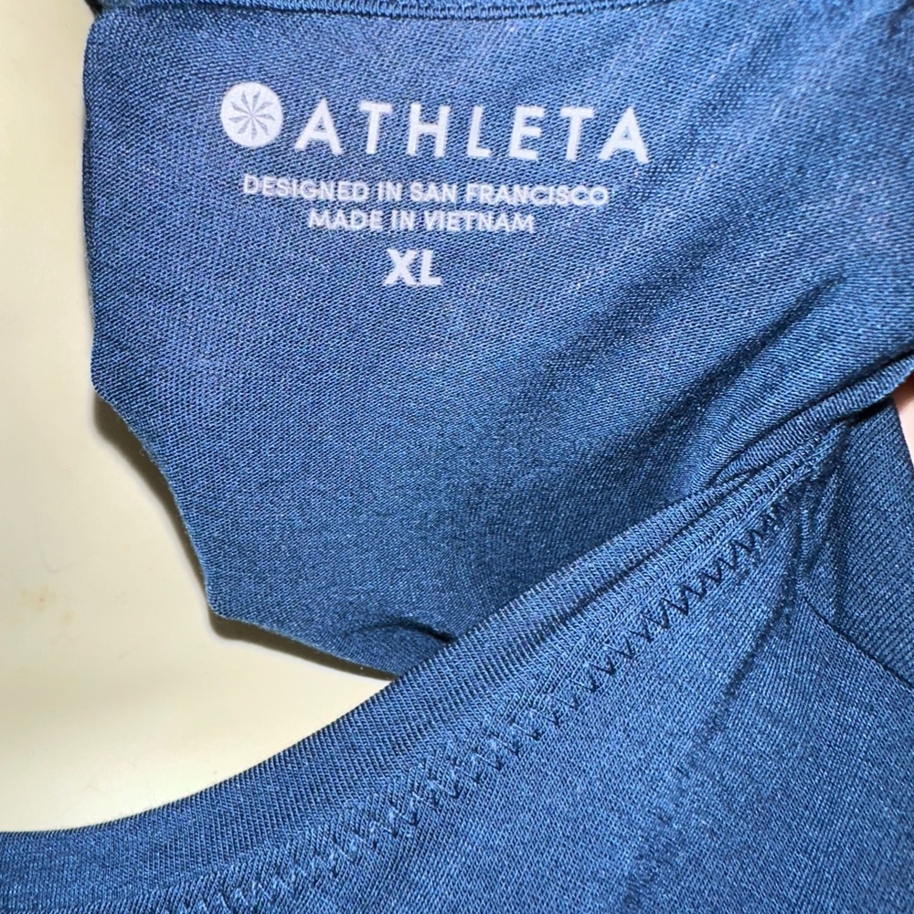 Athleta Essence Open Back Tank Top Constellation Blue Sleeveless Athleisure XL - Picture 5 of 6